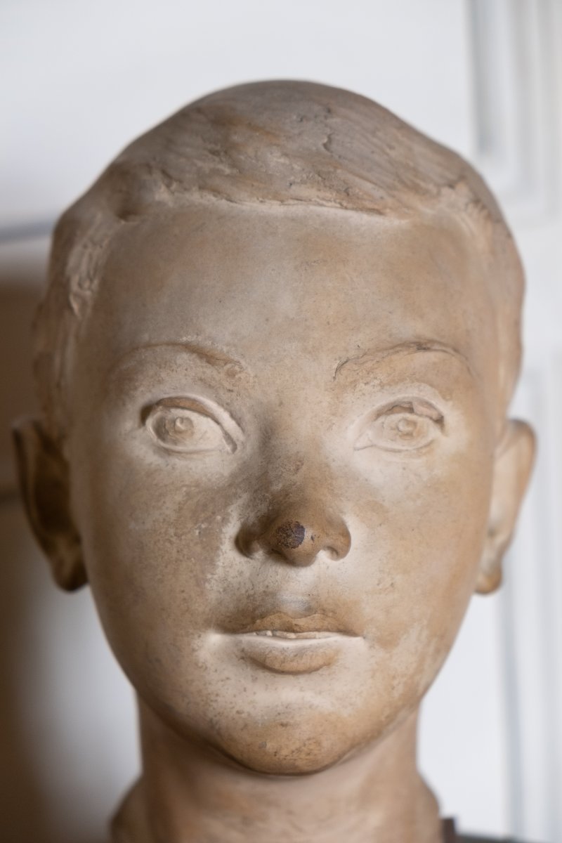 Giorgio Rossi, Testa di giovane ragazzo in terracotta, altezza 31 cm . Anni 1920-photo-1