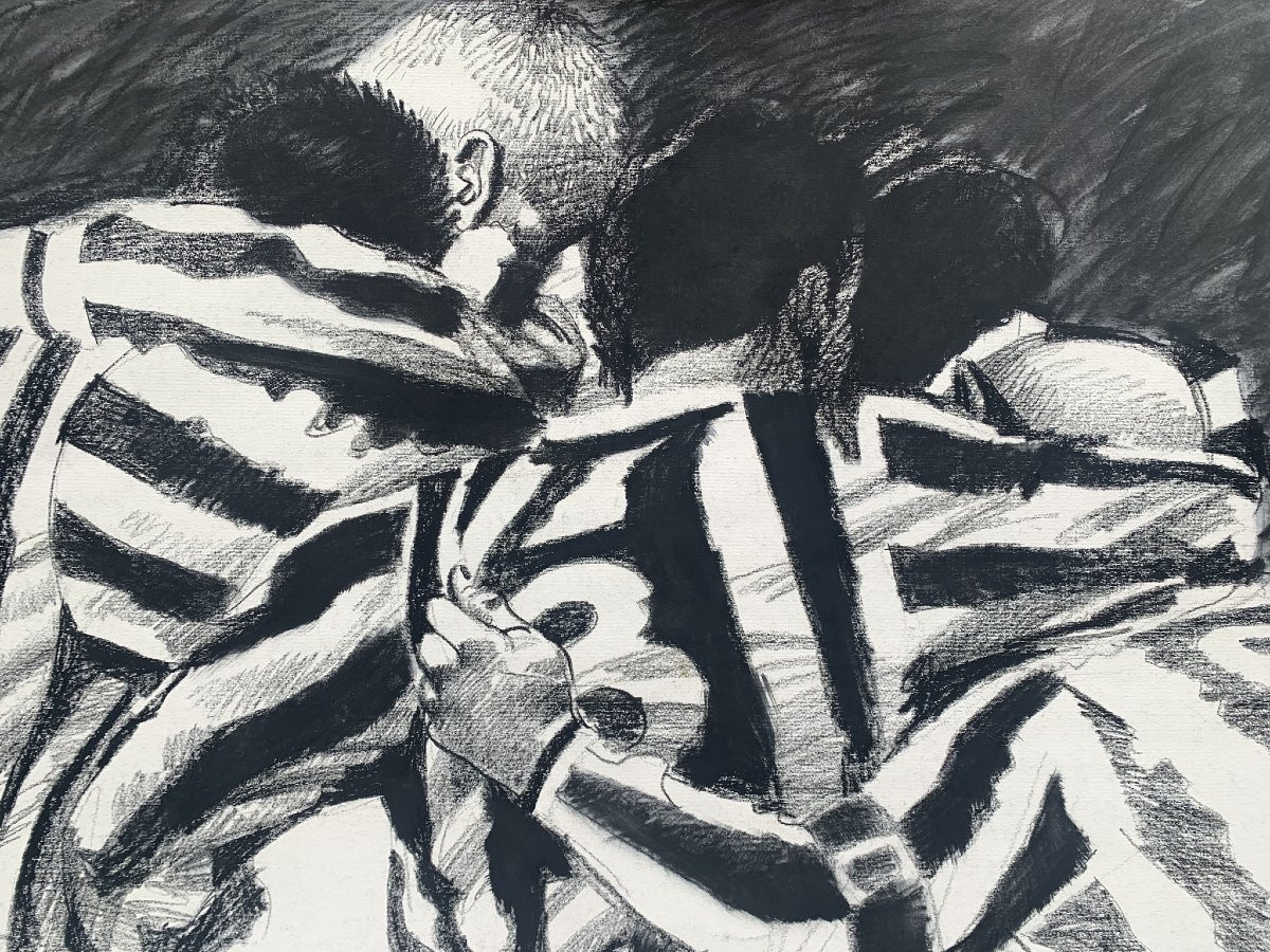 Juventus – Disegno di calcio: l’abbraccio dopo il gol. UEFA Champions League 1995–96-photo-4