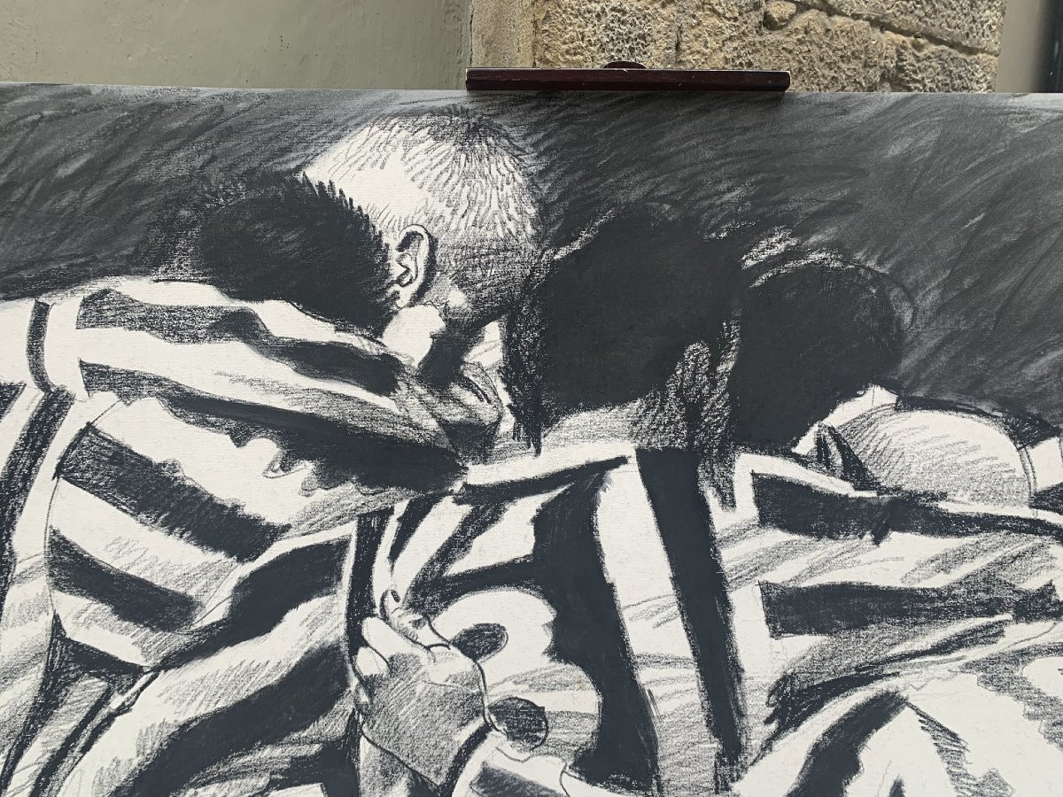 Juventus – Disegno di calcio: l’abbraccio dopo il gol. UEFA Champions League 1995–96-photo-5