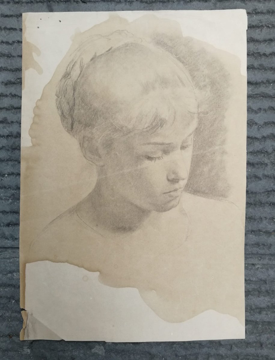 Studio per la testa di una giovane santa – Enrico Reffo (1831–1917) -photo-4