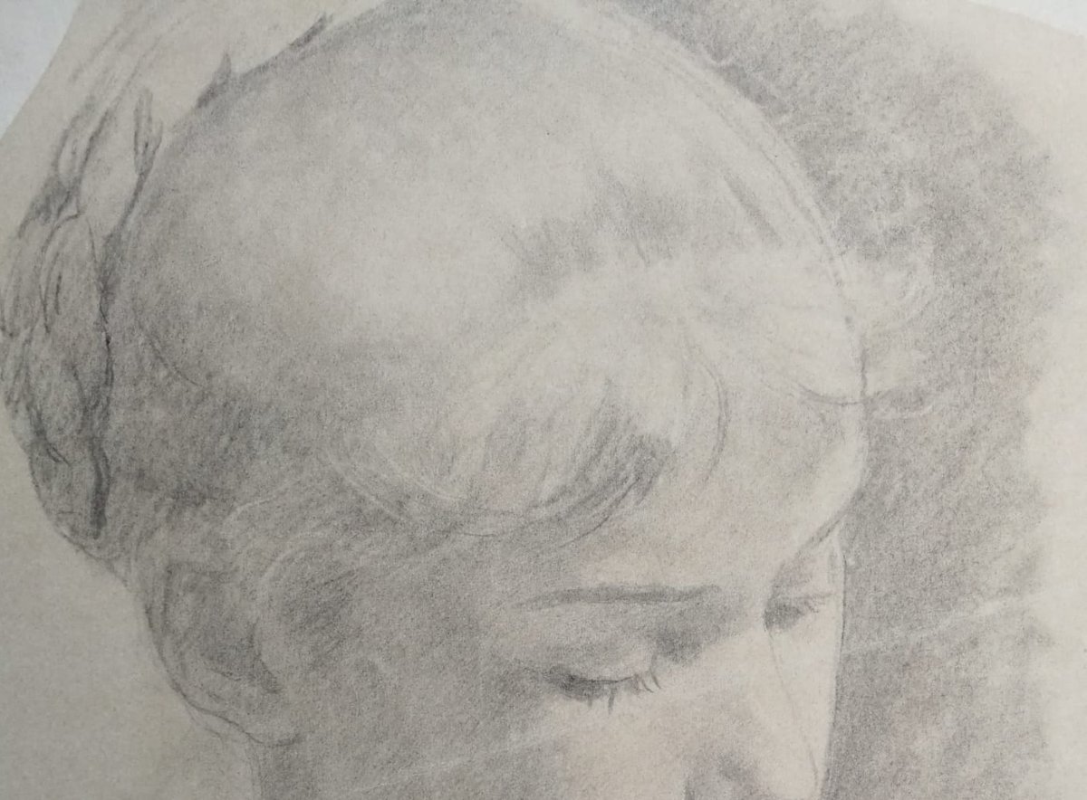 Studio per la testa di una giovane santa – Enrico Reffo (1831–1917) -photo-2