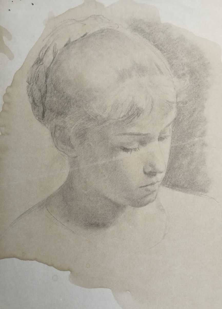 Studio per la testa di una giovane santa – Enrico Reffo (1831–1917) 