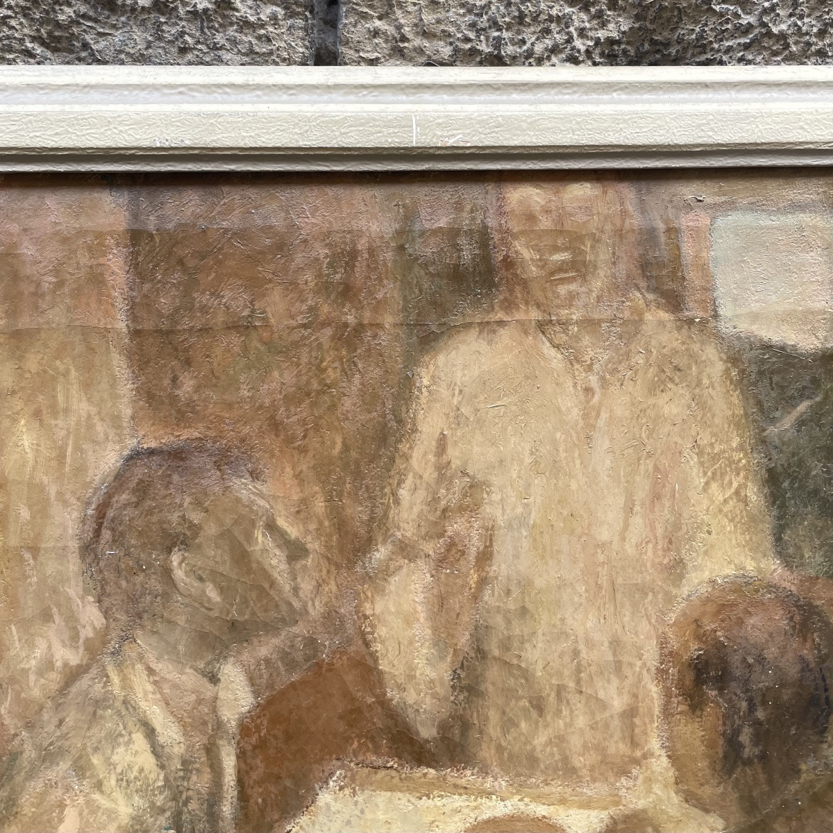 Cena in Emmaus, firmato e datato 1943 – Scuola Romana (?) Novecento. Dipinto di 60 × 85 cm con -photo-2