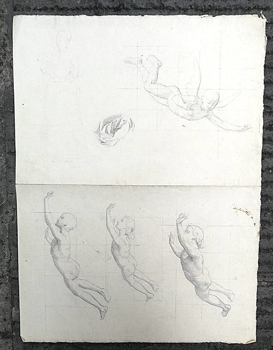 Studi di figure femminili e di angeli, preparativi per affresco – Atelier di Enrico Reffo -photo-4