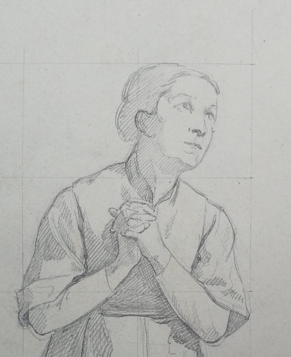 Studi di figure femminili e di angeli, preparativi per affresco – Atelier di Enrico Reffo -photo-5