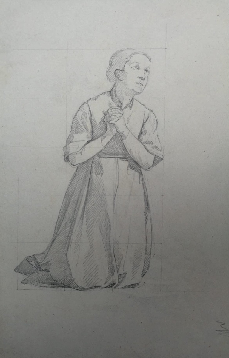 Studi di figure femminili e di angeli, preparativi per affresco – Atelier di Enrico Reffo -photo-8