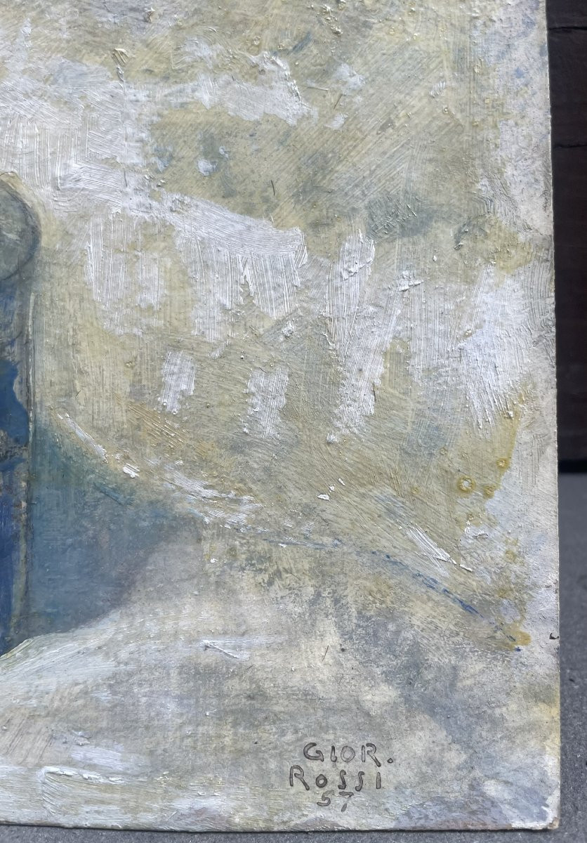 Giorgio Rossi (1892–1963) Statuetta e vaso rosso, 1957. Firmato e datato-photo-2