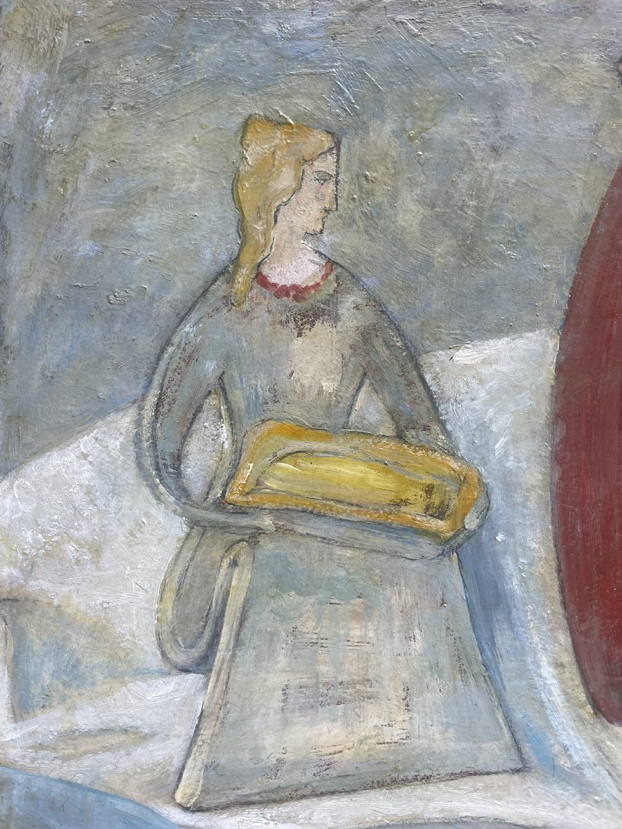 Giorgio Rossi (1892–1963) Statuetta e vaso rosso, 1957. Firmato e datato-photo-4
