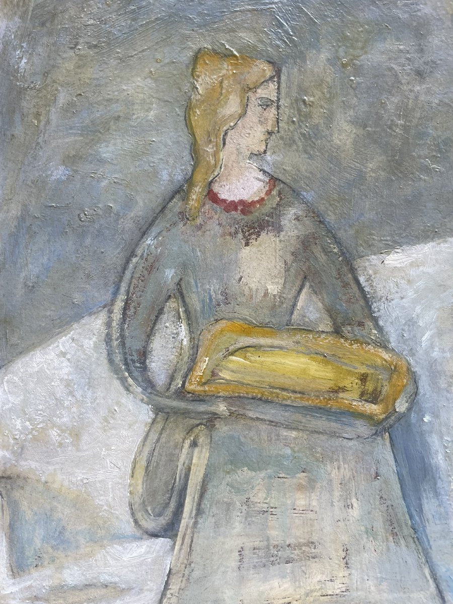 Giorgio Rossi (1892–1963) Statuetta e vaso rosso, 1957. Firmato e datato-photo-2