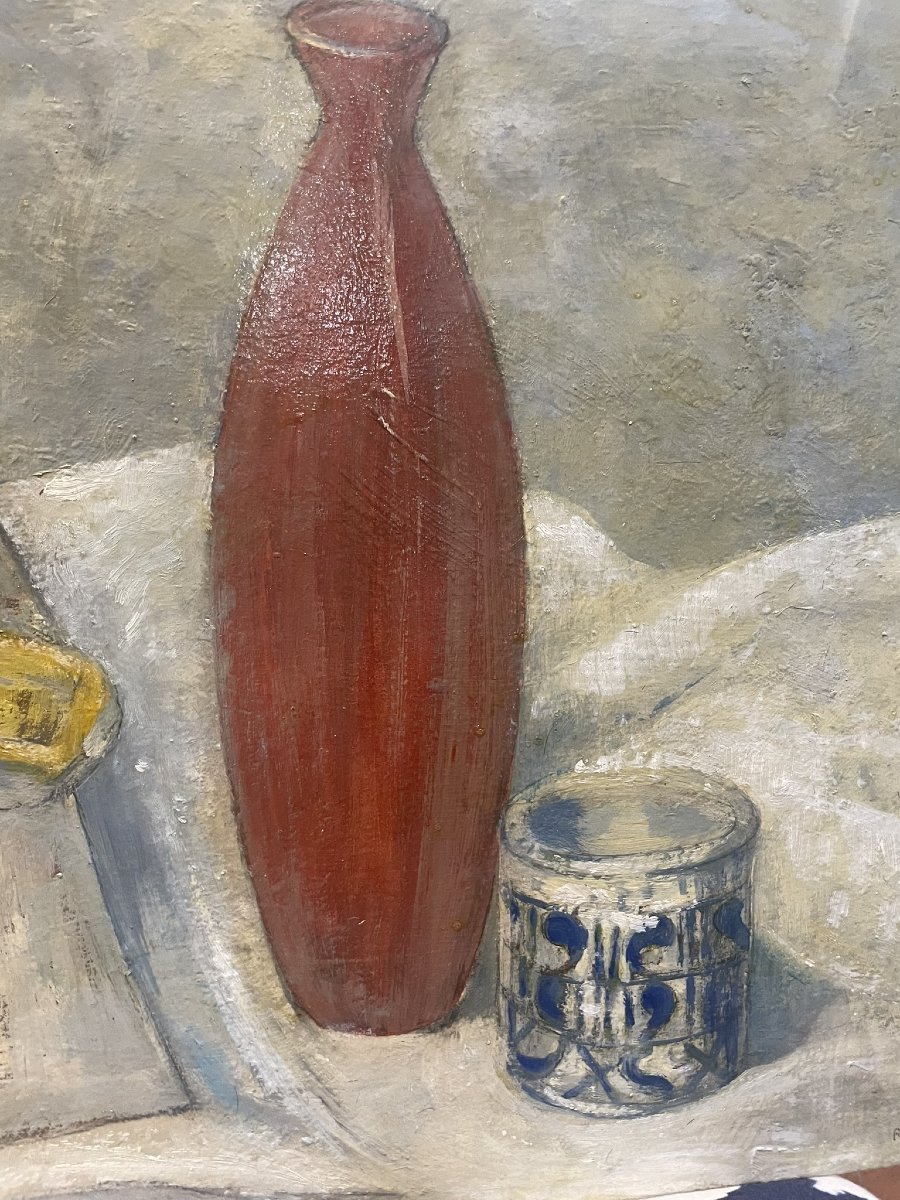 Giorgio Rossi (1892–1963) Statuetta e vaso rosso, 1957. Firmato e datato-photo-6
