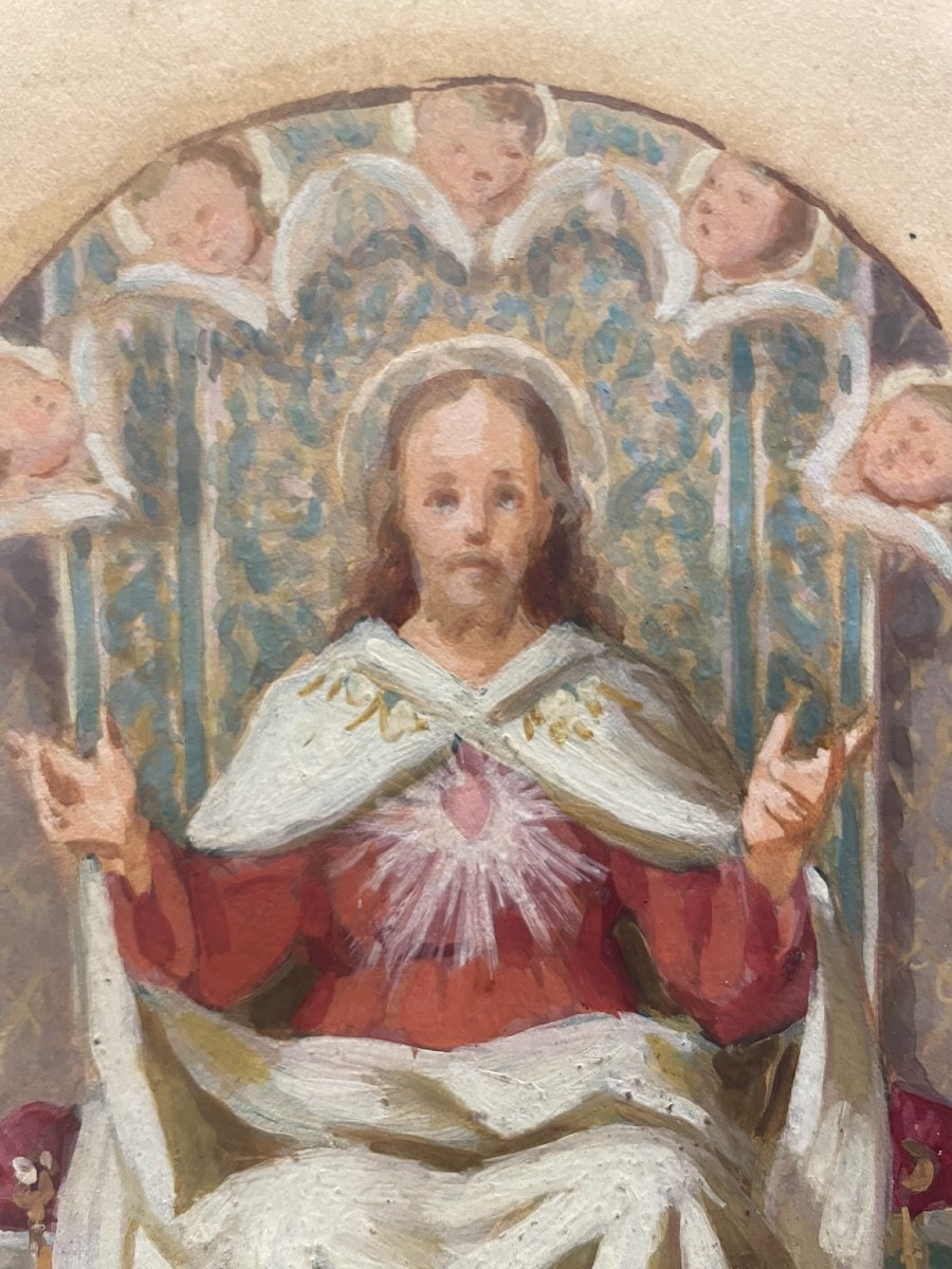Enrico Reffo (Torino, 1831 – 1917) Bozzetto per pala d’altare con il Sacro Cuore di Gesù-photo-2