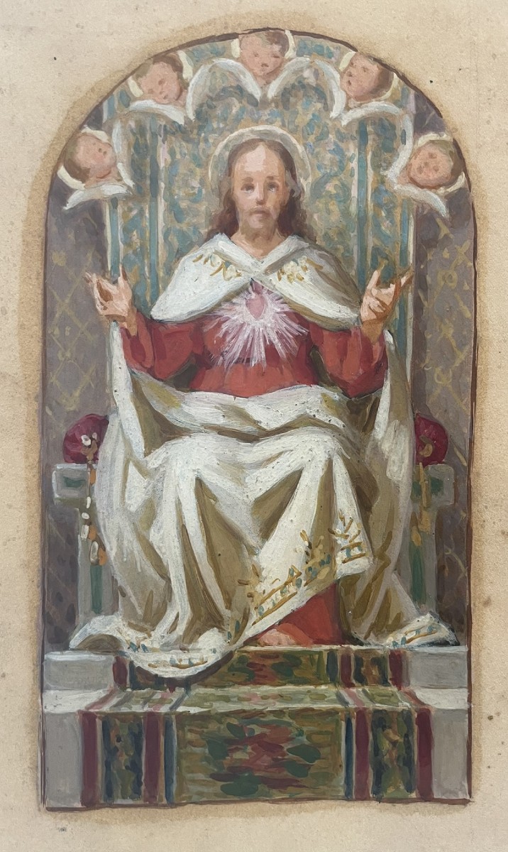 Enrico Reffo (Torino, 1831 – 1917) Bozzetto per pala d’altare con il Sacro Cuore di Gesù