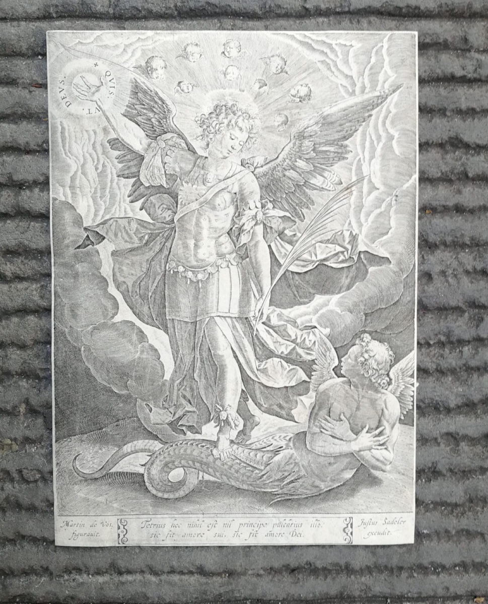 San Michele Arcangelo che sconfigge il drago Disegno di Maarten de Vos (Anversa, 1532 – 1603)-photo-4
