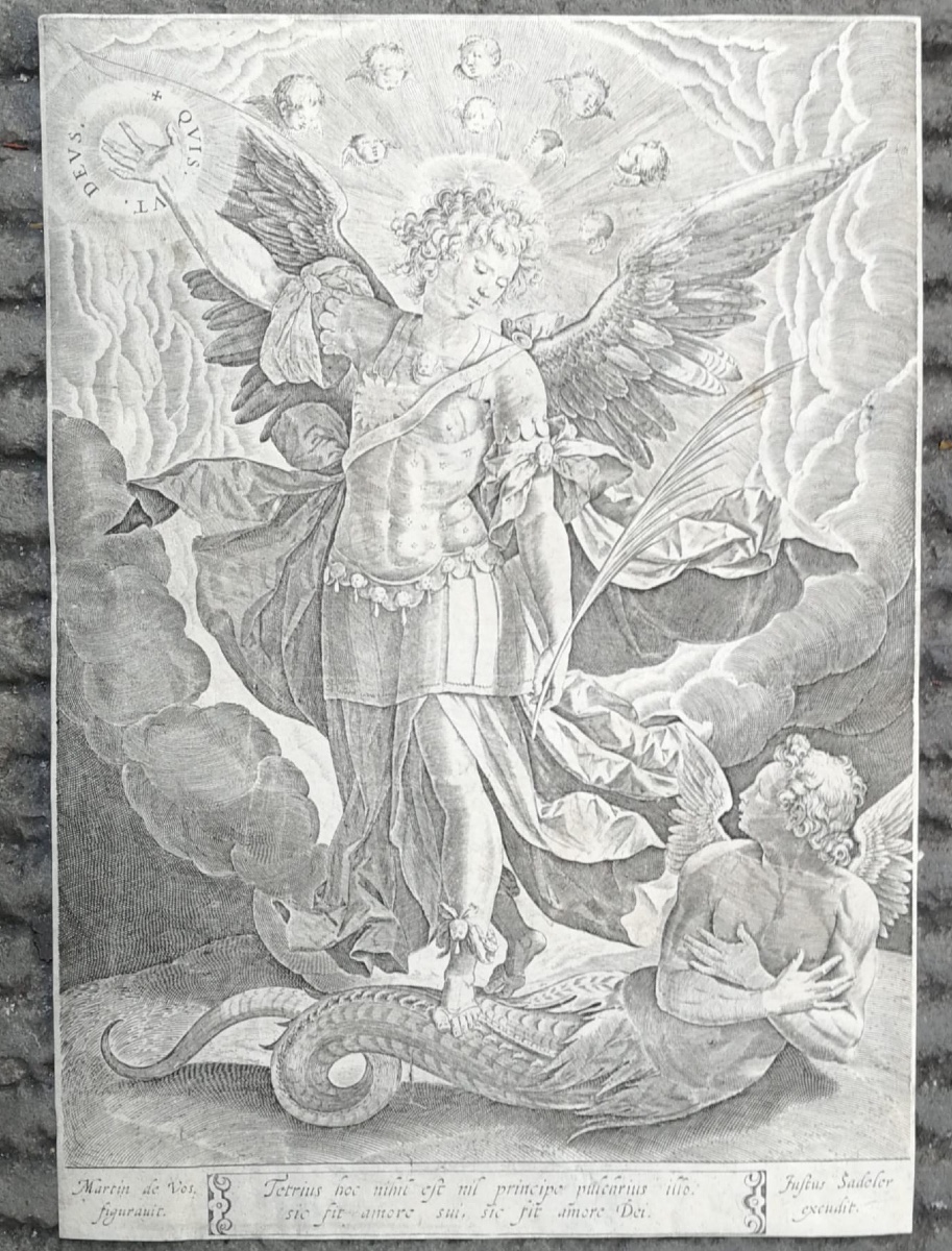 San Michele Arcangelo che sconfigge il drago Disegno di Maarten de Vos (Anversa, 1532 – 1603)