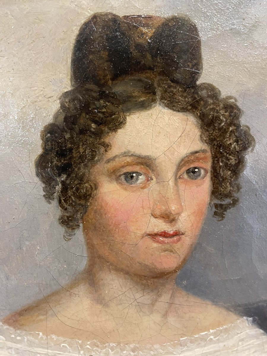 Robert-Léopold Leprince, Ritratto di giovane donna in abito bianco. Ca. 1830-photo-2