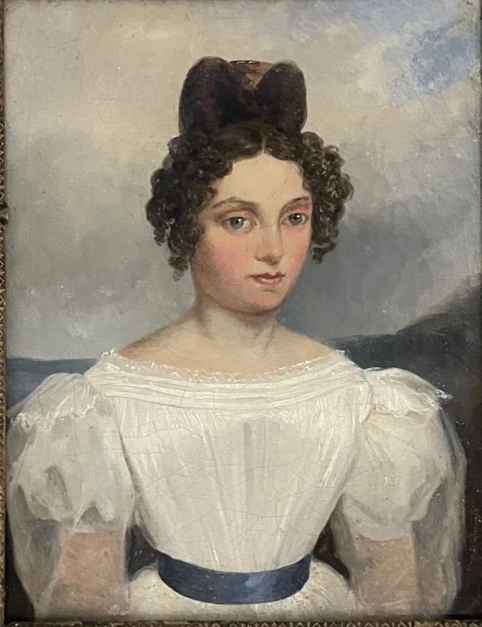 Robert-Léopold Leprince, Ritratto di giovane donna in abito bianco. Ca. 1830-photo-3