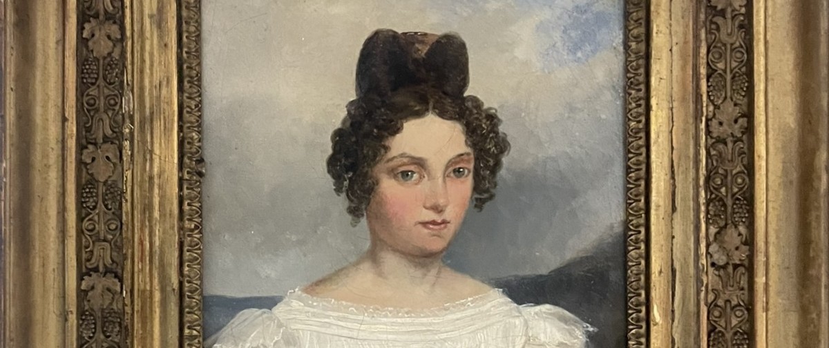 Robert-Léopold Leprince, Ritratto di giovane donna in abito bianco. Ca. 1830-photo-4