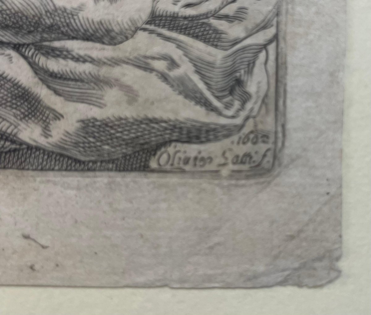 San Girolamo penitente con teschio e crocifisso, incisione inizio XVII secolo di Oliviero Gatti-photo-3