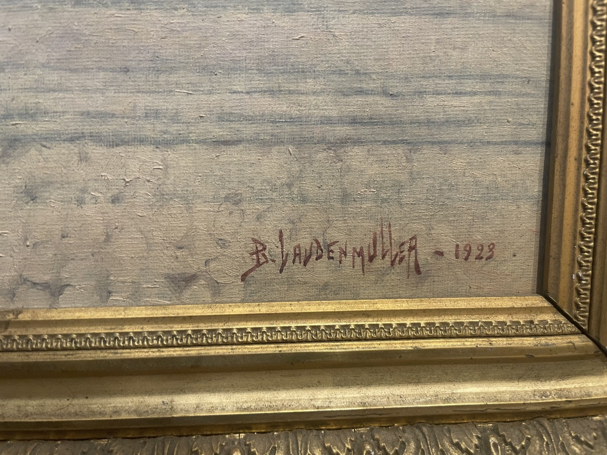 Veduta di città francese: piazza Turenne a Sedan, 1923, cm 68 × 58 con cornice-photo-3