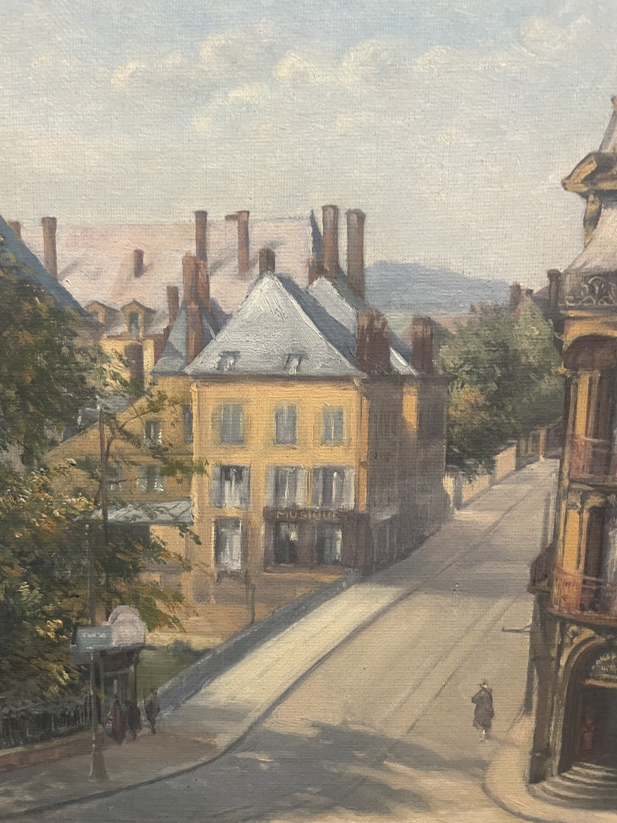 Veduta di città francese: piazza Turenne a Sedan, 1923, cm 68 × 58 con cornice-photo-5