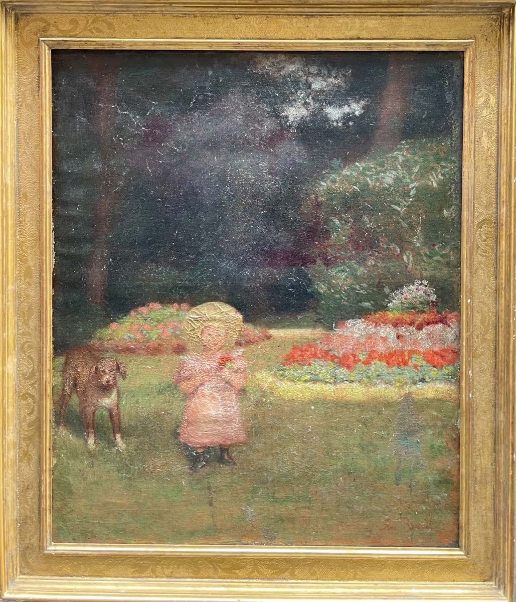 Ernest Rouart (1874–1942), Bambina con cane. Pittore impressionista della cerchia Degas-Manet-photo-2