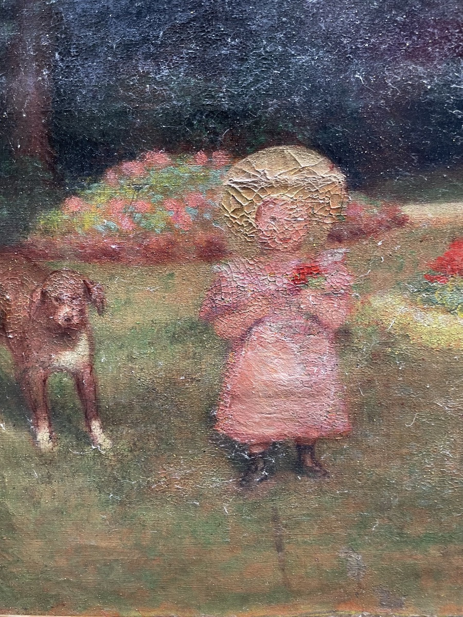 Ernest Rouart (1874–1942), Bambina con cane. Pittore impressionista della cerchia Degas-Manet-photo-3