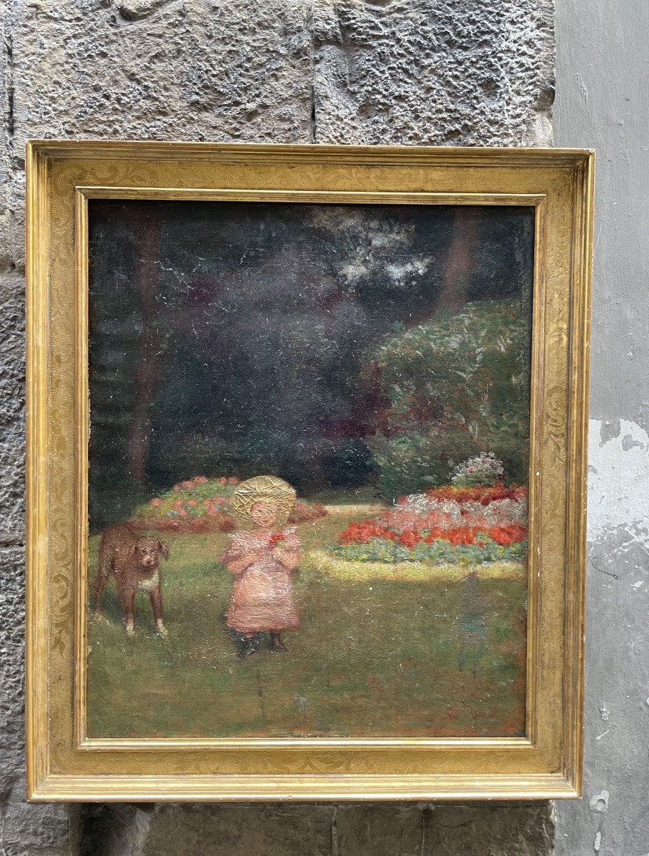 Ernest Rouart (1874–1942), Bambina con cane. Pittore impressionista della cerchia Degas-Manet-photo-4