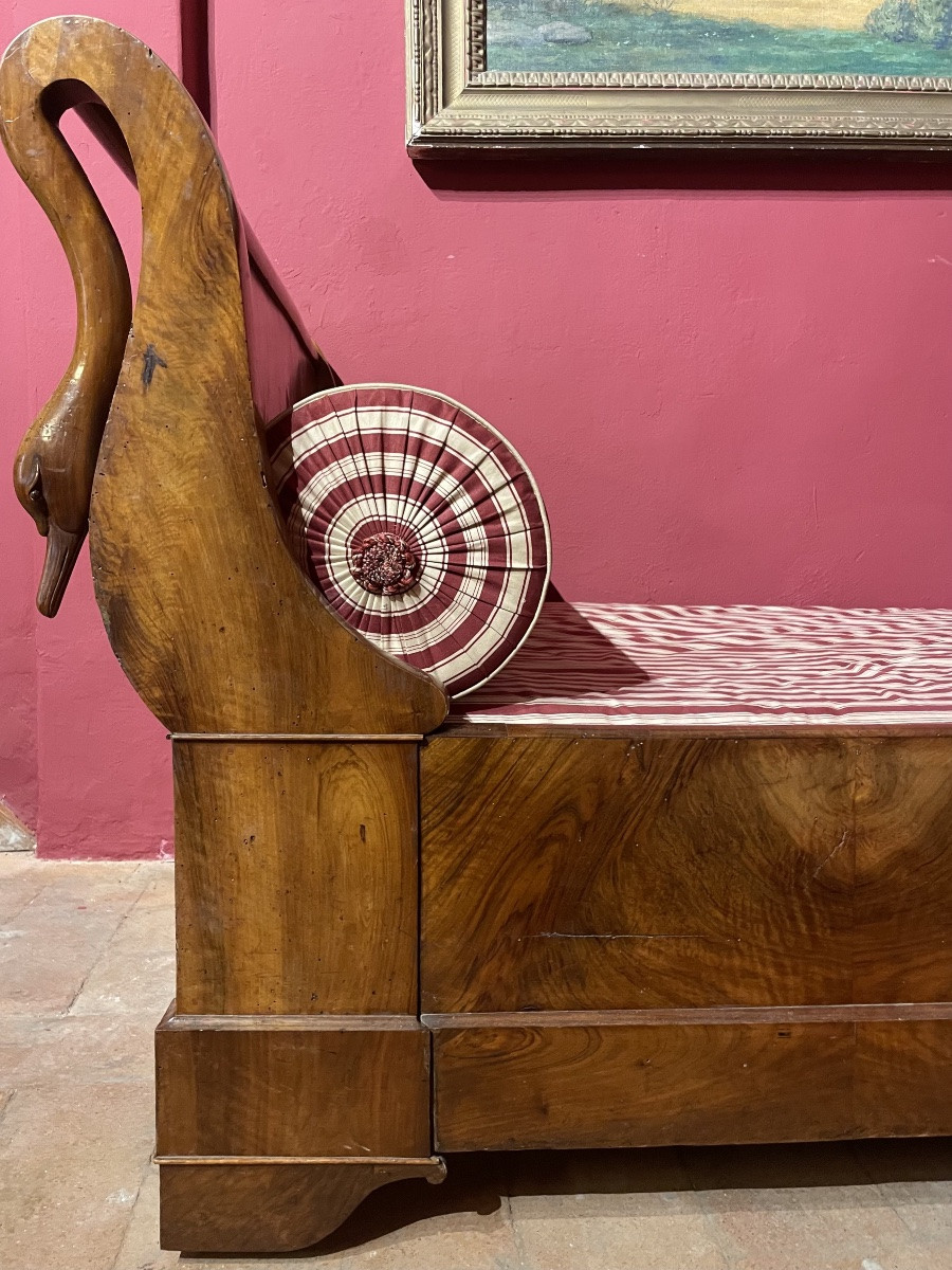 Letto a barca Impero francese con teste di cigno, 1ma metà del XIX secolo  -photo-3