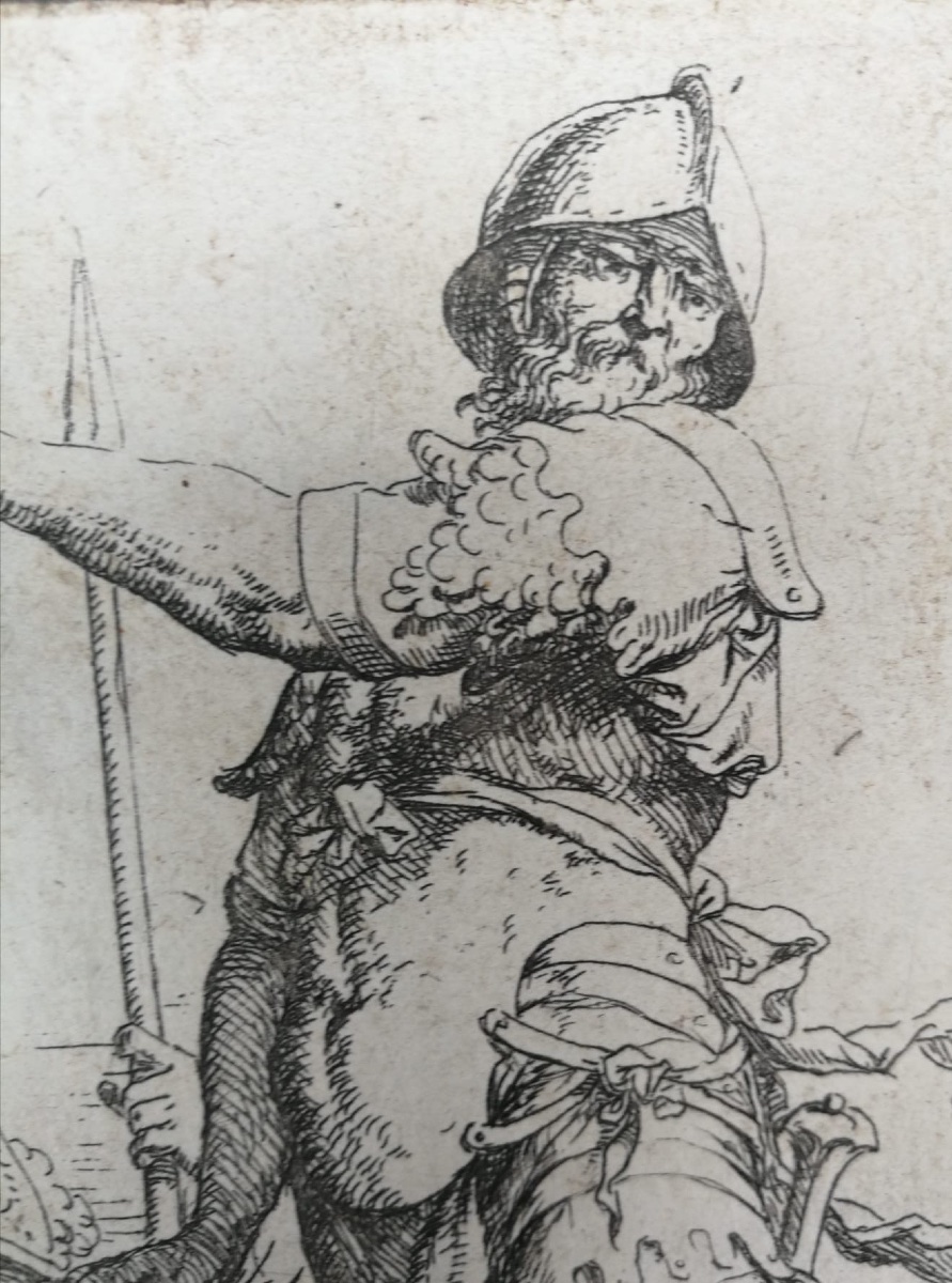 Salvator Rosa (1615–1673), Soldato con scudo di Medusa. Acquaforte, serie Figurine, XVII secolo-photo-6