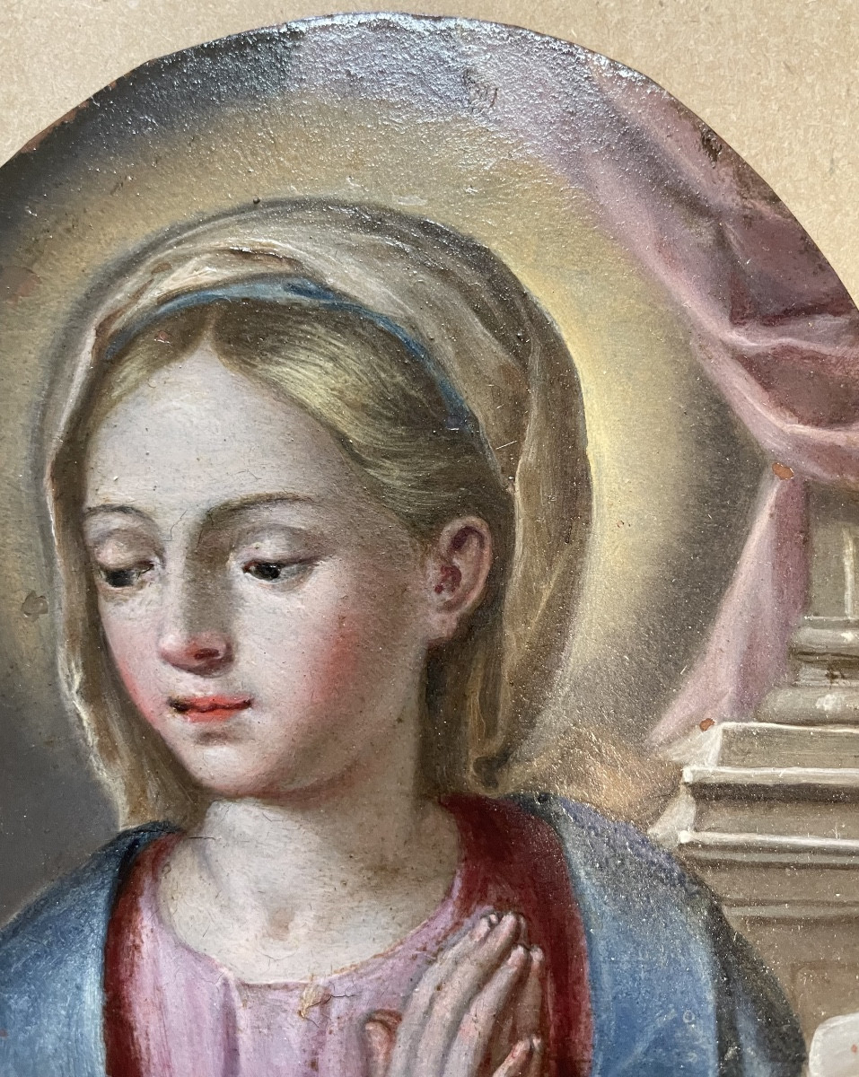 Madonna in preghiera – olio su rame, scuola napoletana, inizio XVIII secolo-photo-2