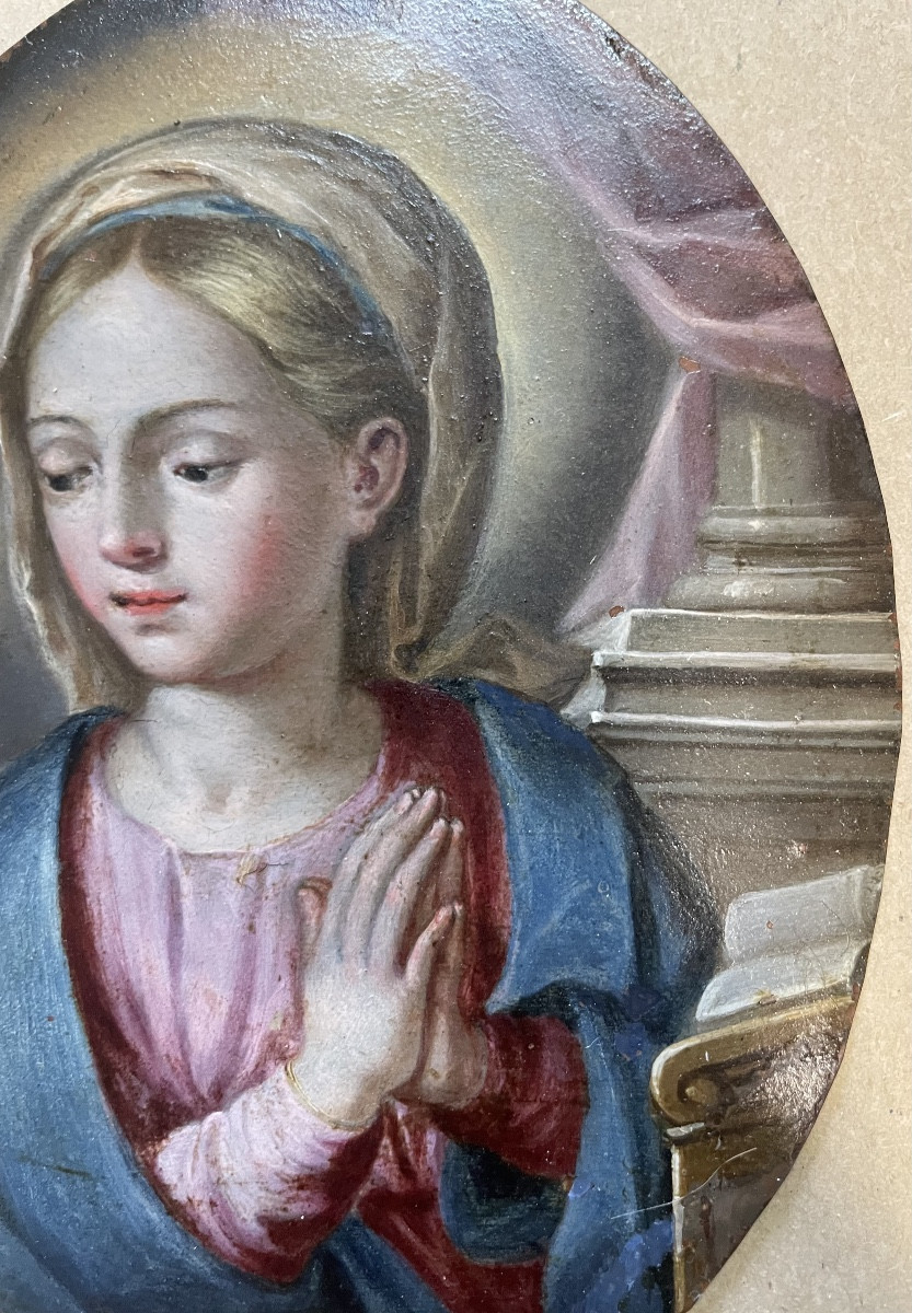 Madonna in preghiera – olio su rame, scuola napoletana, inizio XVIII secolo-photo-3