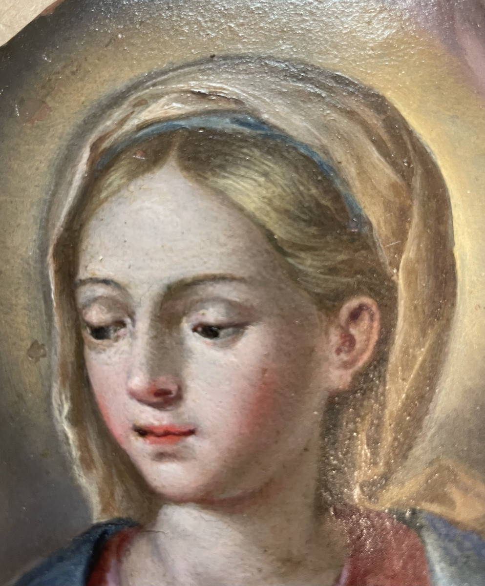 Madonna in preghiera – olio su rame, scuola napoletana, inizio XVIII secolo-photo-4