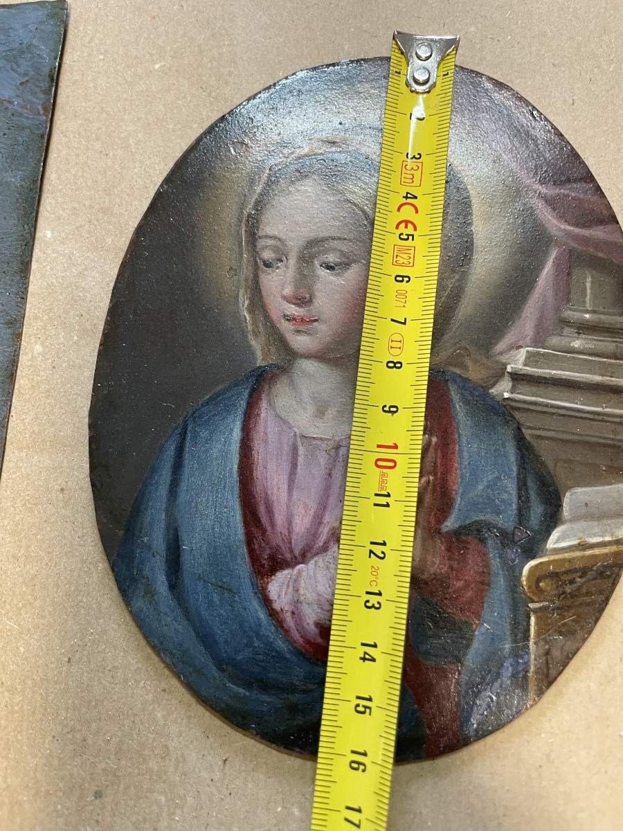 Madonna in preghiera – olio su rame, scuola napoletana, inizio XVIII secolo-photo-1