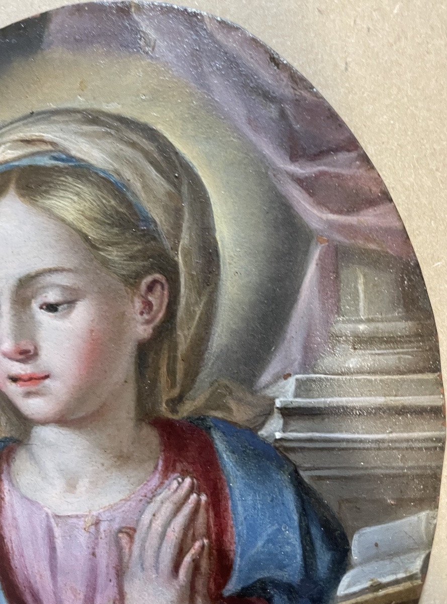 Madonna in preghiera – olio su rame, scuola napoletana, inizio XVIII secolo-photo-3
