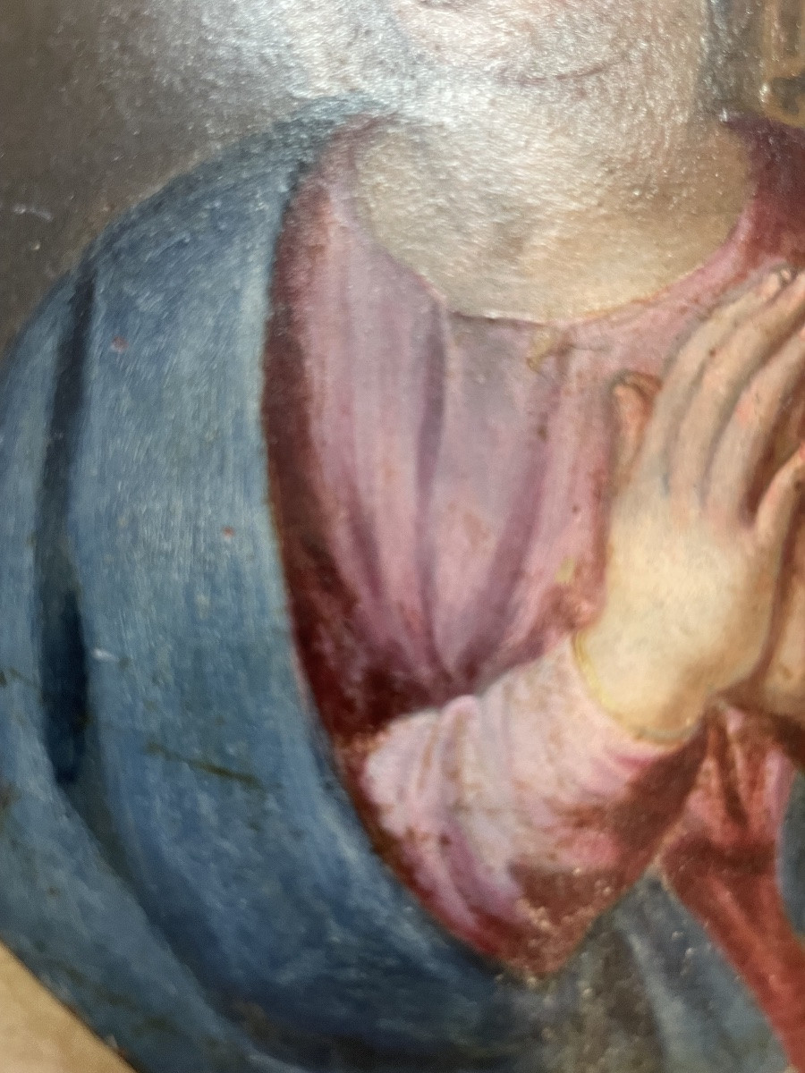 Madonna in preghiera – olio su rame, scuola napoletana, inizio XVIII secolo-photo-6