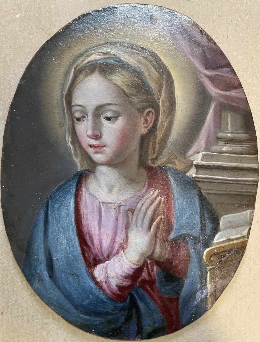 Madonna in preghiera – olio su rame, scuola napoletana, inizio XVIII secolo