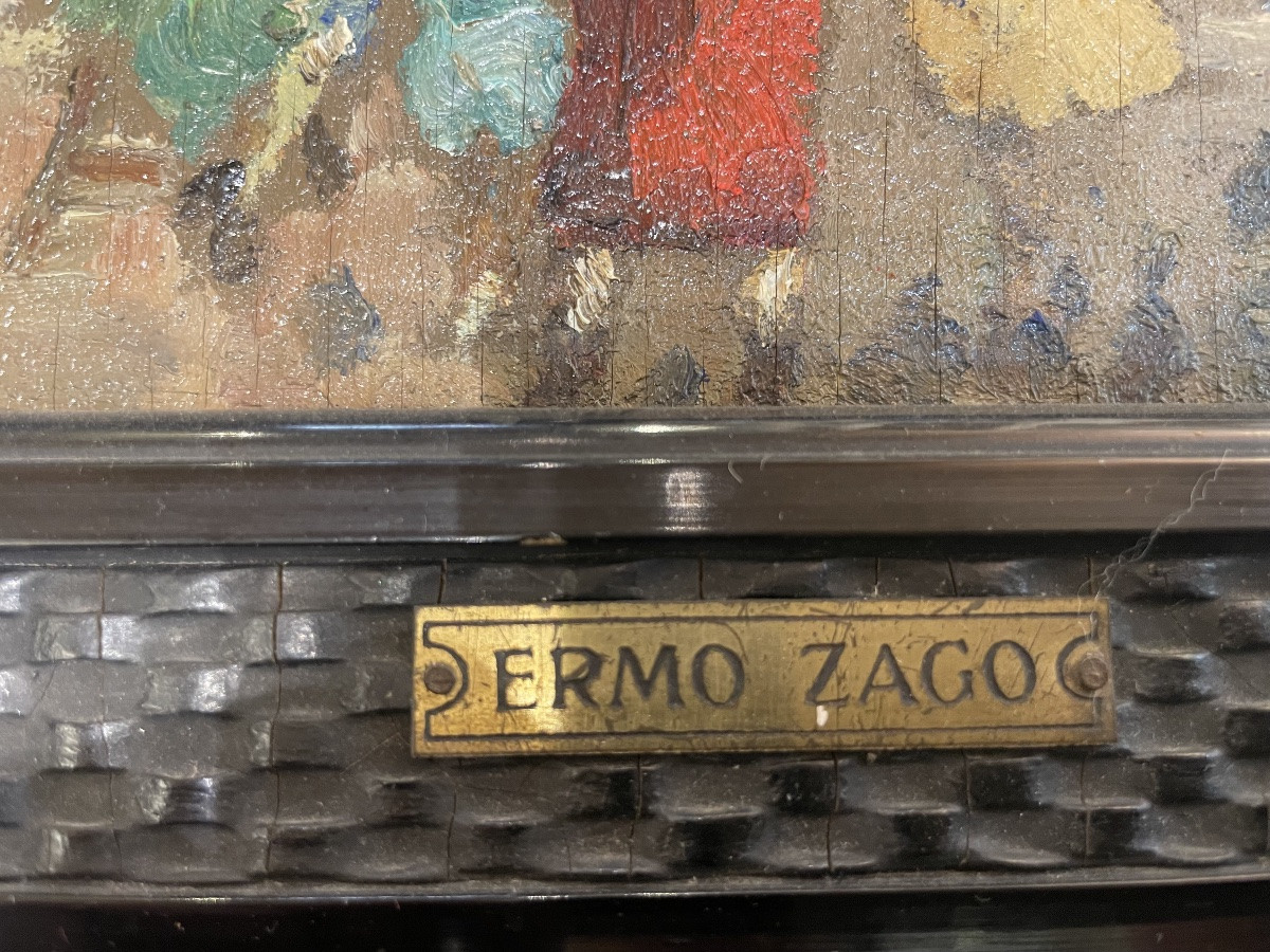 Ermo Zago (Bovolone, 1880 – Milano, 1942). Veduta del Palazzo Ducale a Venezia, anni 1920-photo-3