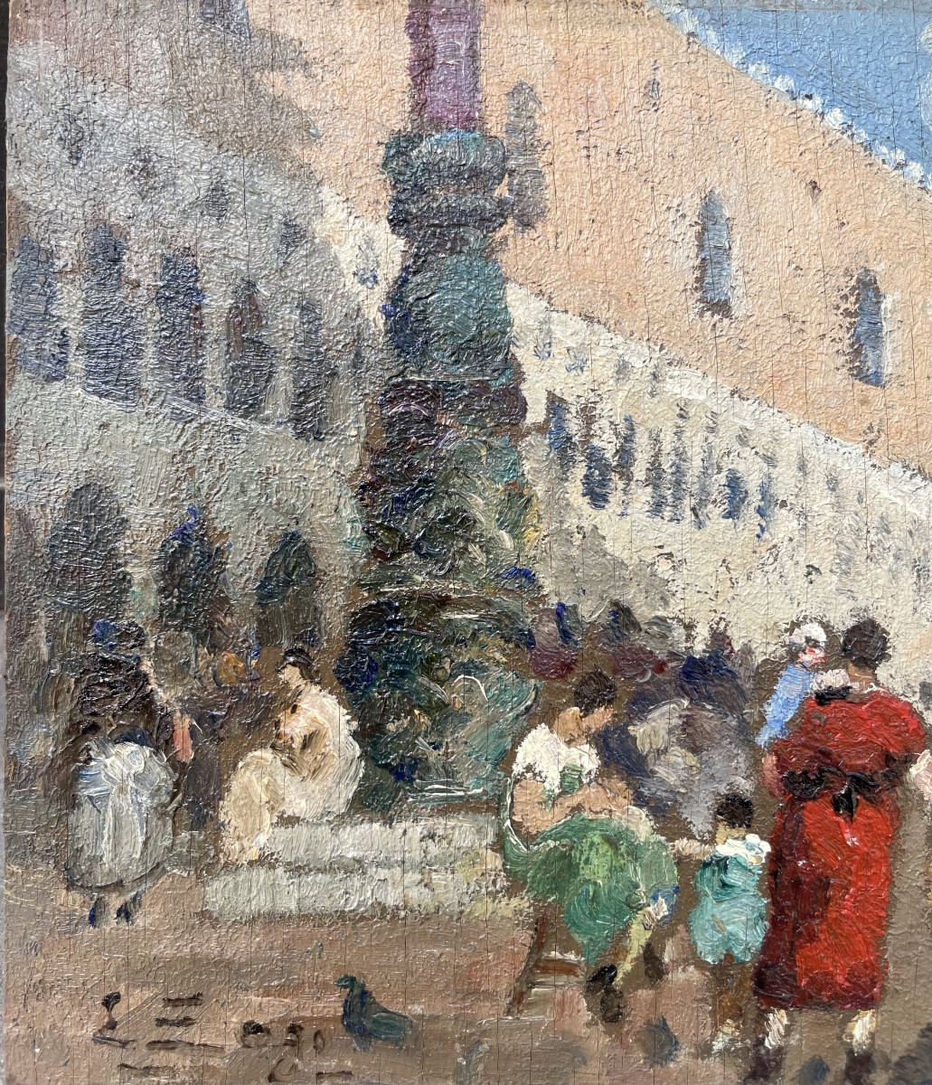 Ermo Zago (Bovolone, 1880 – Milano, 1942). Veduta del Palazzo Ducale a Venezia, anni 1920-photo-5