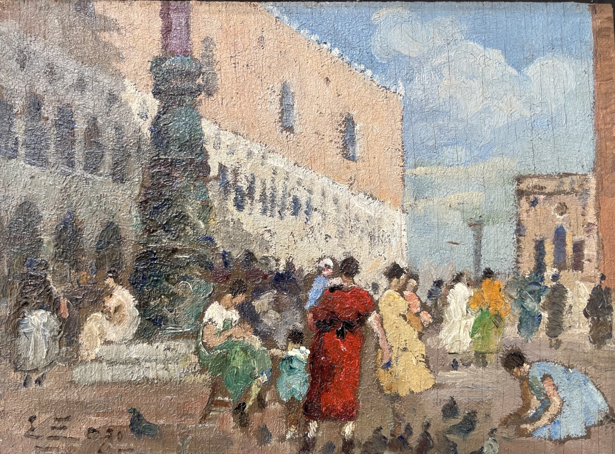 Ermo Zago (Bovolone, 1880 – Milano, 1942). Veduta del Palazzo Ducale a Venezia, anni 1920