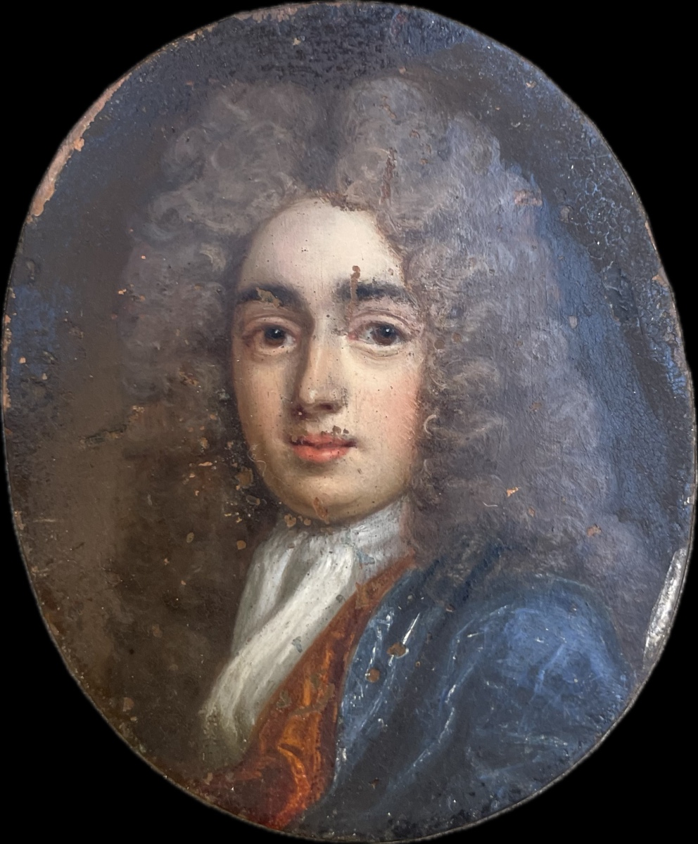 Ritratto d’uomo con parrucca, circa 1700–1710. Scuola del Nord, nel gusto di Gottfried Kneller 