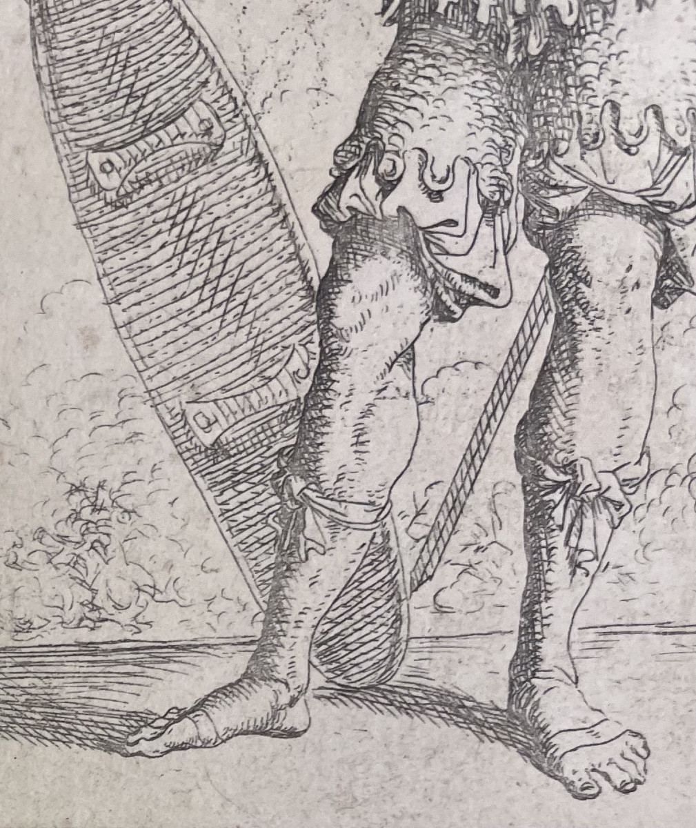 Salvator Rosa (Napoli,  1615 – Roma, 1673), Guerriero con mazza e scudo. Acquaforte e bulino-photo-4