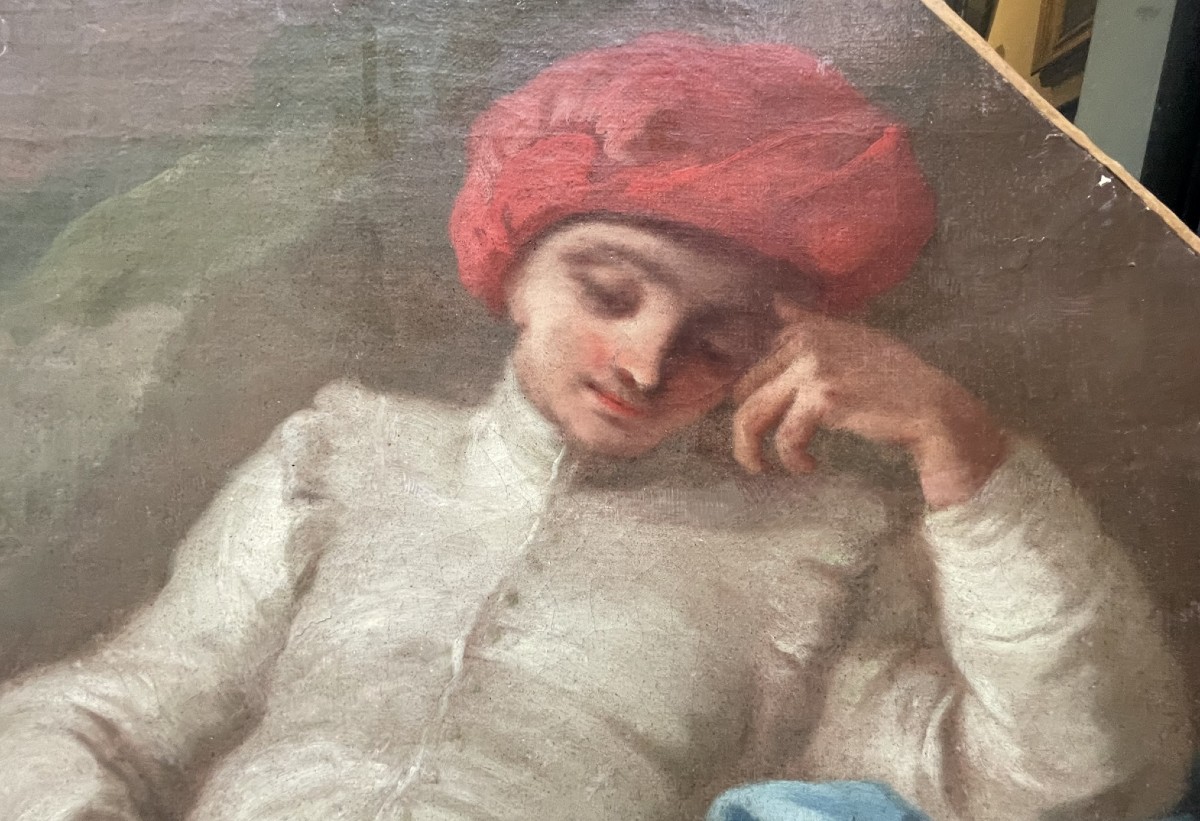 Scena Pastorale con figura in Costume Orientale. Scuola napoletana, Pietro Bardellino, ca 1760-photo-4