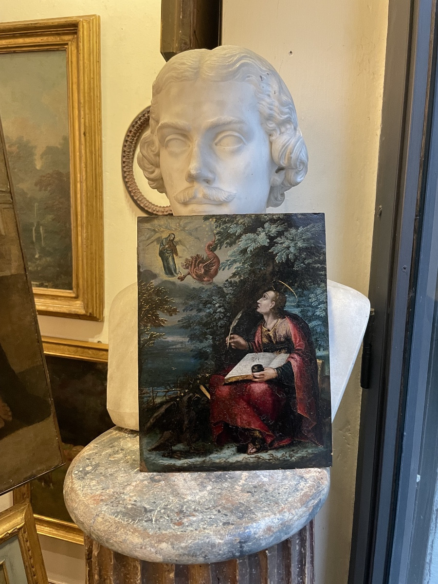 San Giovanni a Patmos, visione apocalittica, seguace di Maarten de Vos, ca. 1620-photo-8