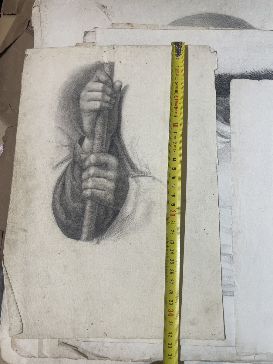 Studio accademico di mani che reggono un bastone, scuola toscana, cm 32 × 23-photo-4