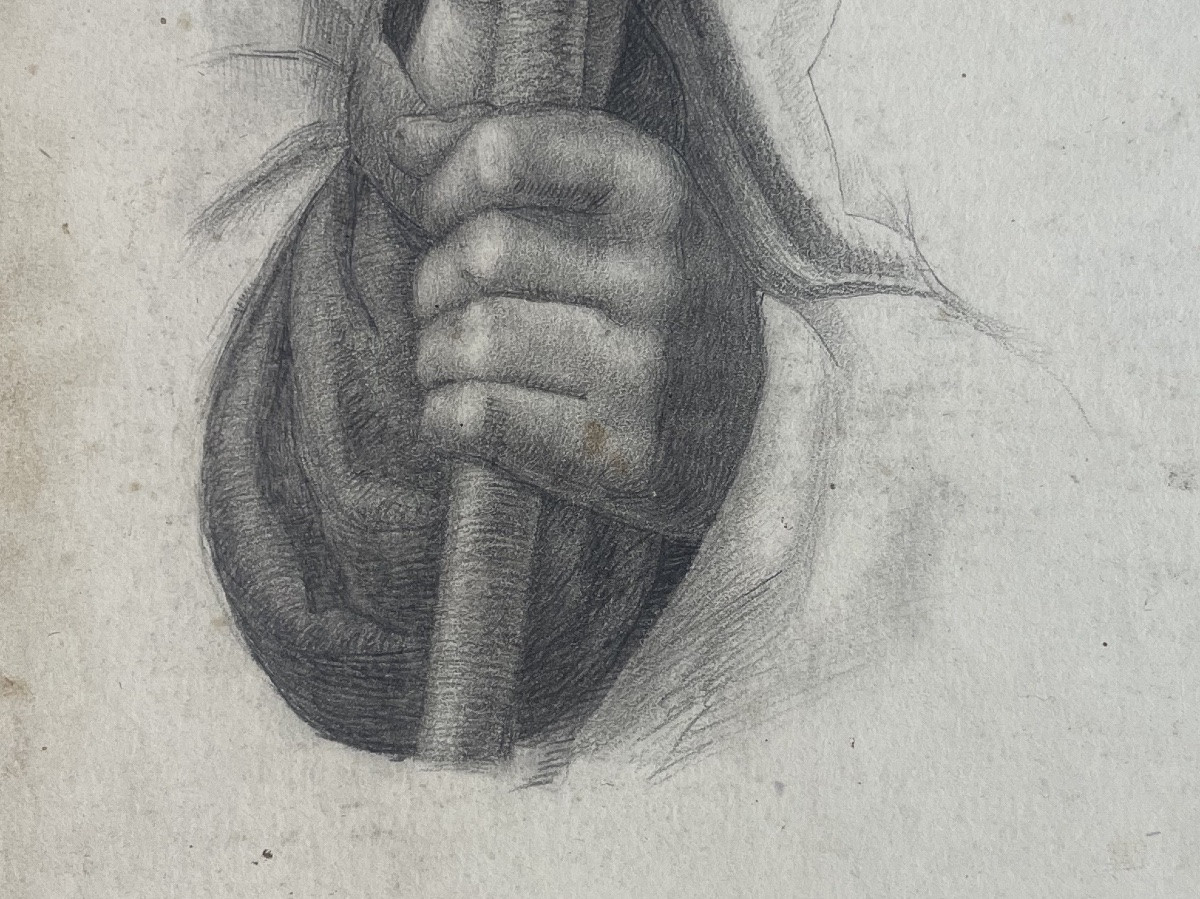 Studio accademico di mani che reggono un bastone, scuola toscana, cm 32 × 23-photo-5