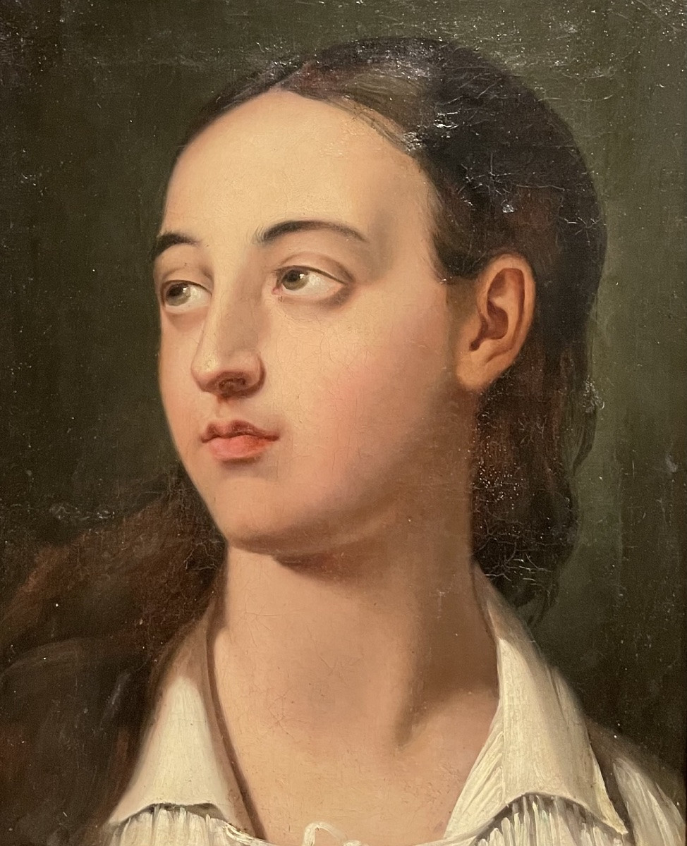 Studio di testa di giovane uomo, Francia circa 1820–1840, ambito accademico romantico-photo-4