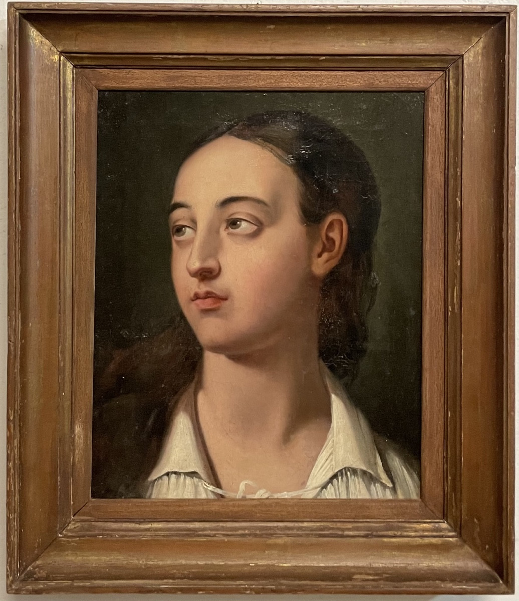 Studio di testa di giovane uomo, Francia circa 1820–1840, ambito accademico romantico-photo-8