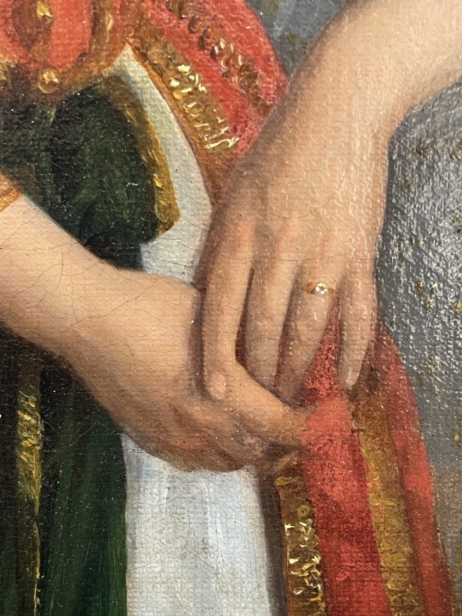 Ritratto romantico di donna in abito orientalista tra le rovine greche, ca. 1840-photo-2