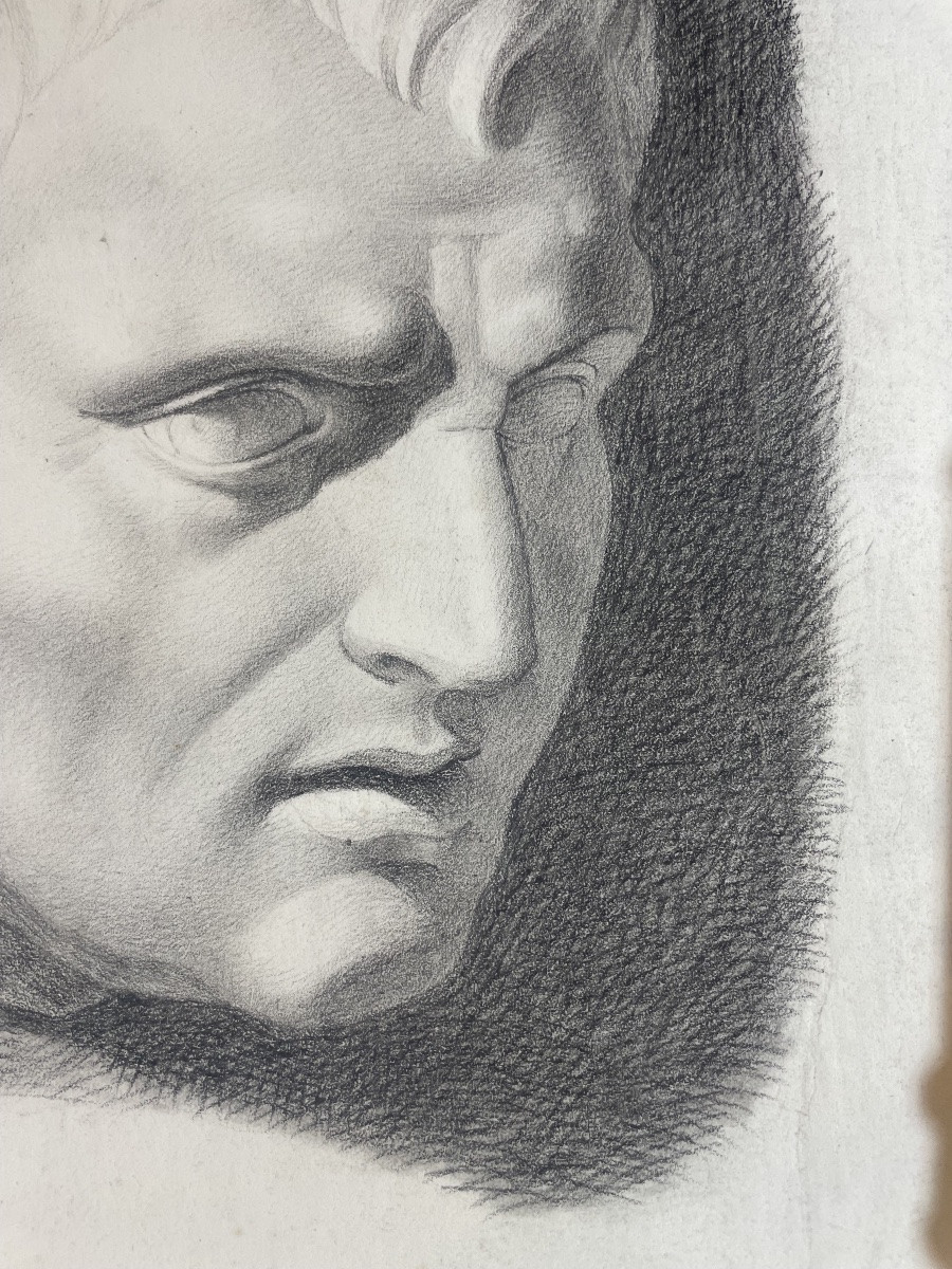 Studio accademico del busto romano antico, scuola toscana, cm 44 × 34-photo-3