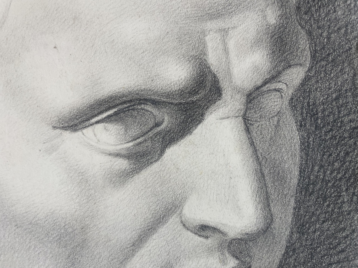 Studio accademico del busto romano antico, scuola toscana, cm 44 × 34-photo-4